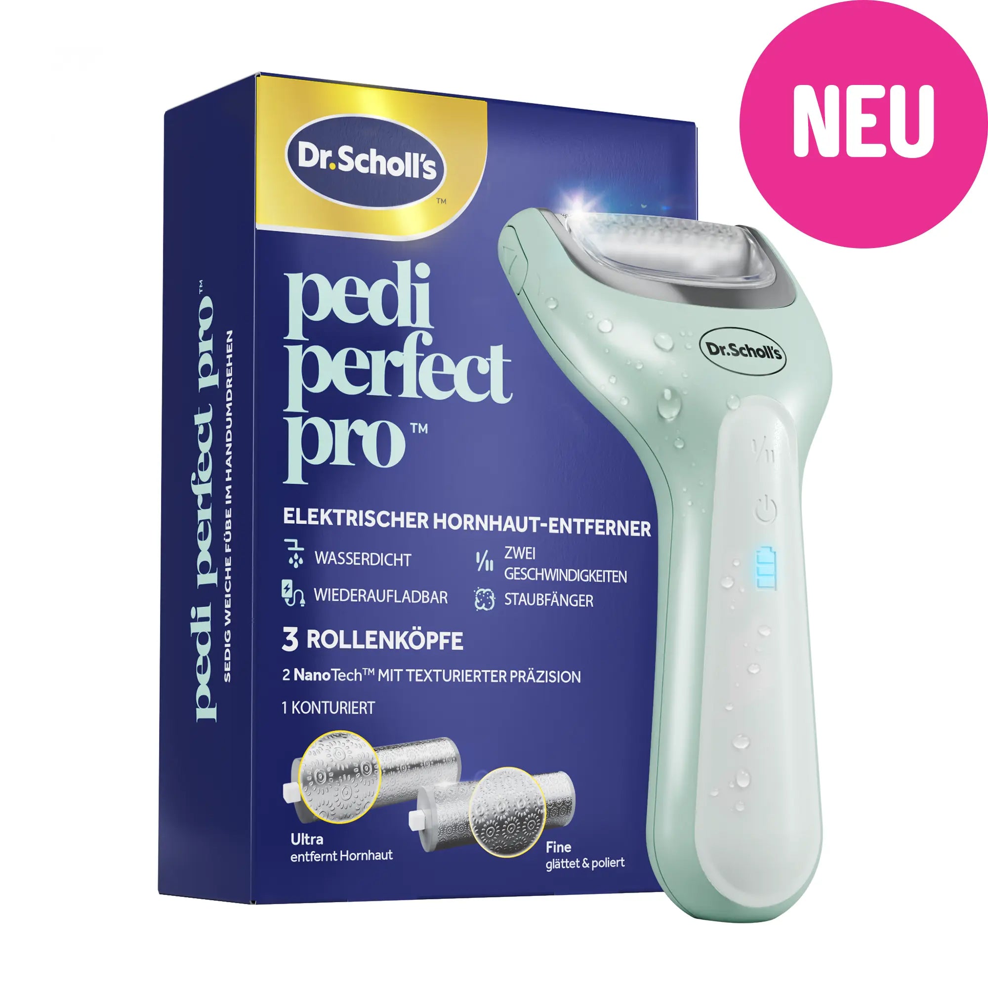 dr-scholl-s-pedi-perfect-pro-elektrischer-hornhautentferner-wasserdicht-mit-3-ro image 1