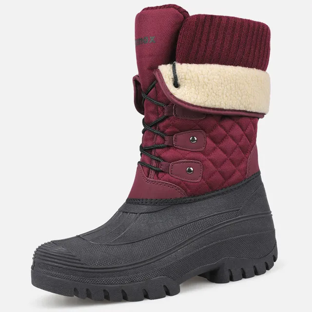 riemot-damen-snowboots-rot-wasserdichte-winterstiefel-mit-wollfutter image 1