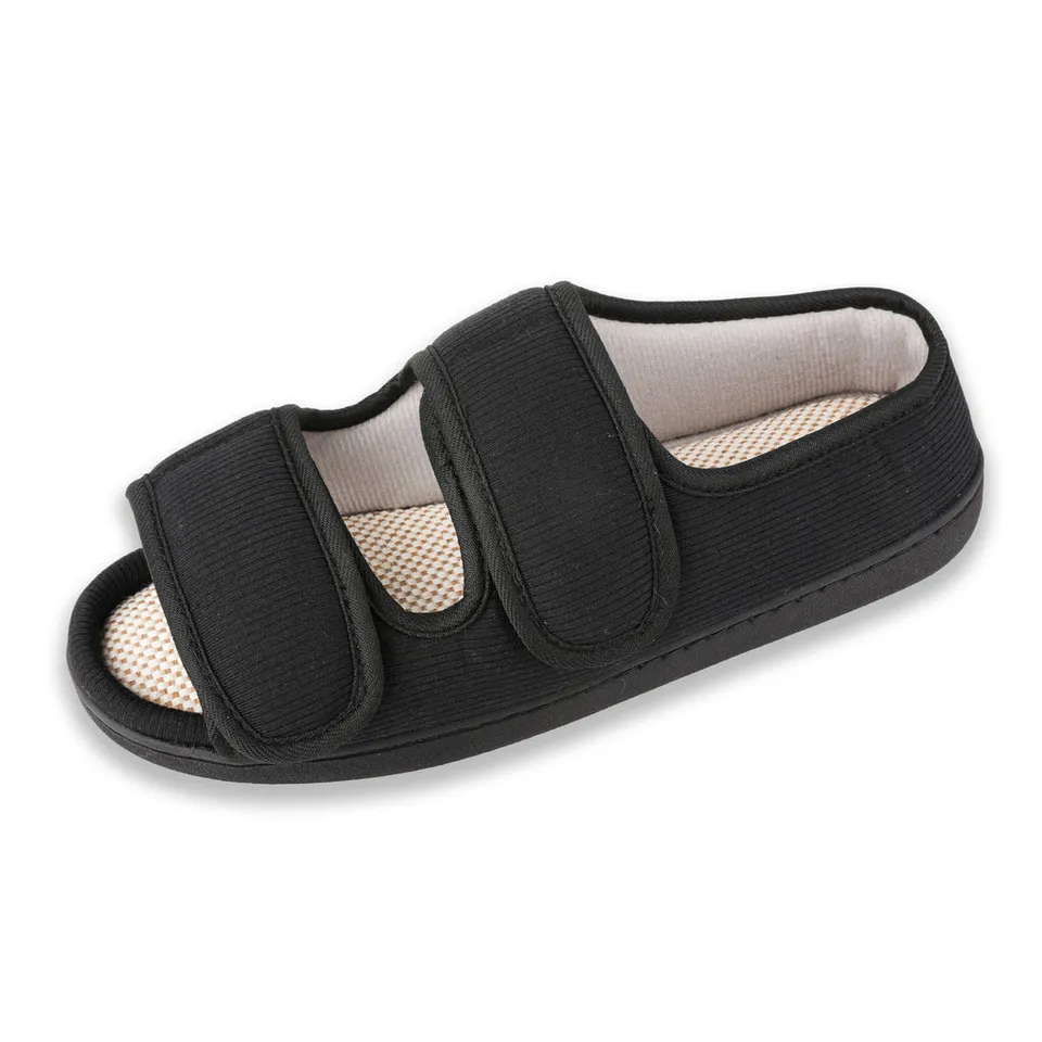 riemot-damen-herren-sandalen-offen-2-riemen-klettsandalen-schwarz image 1
