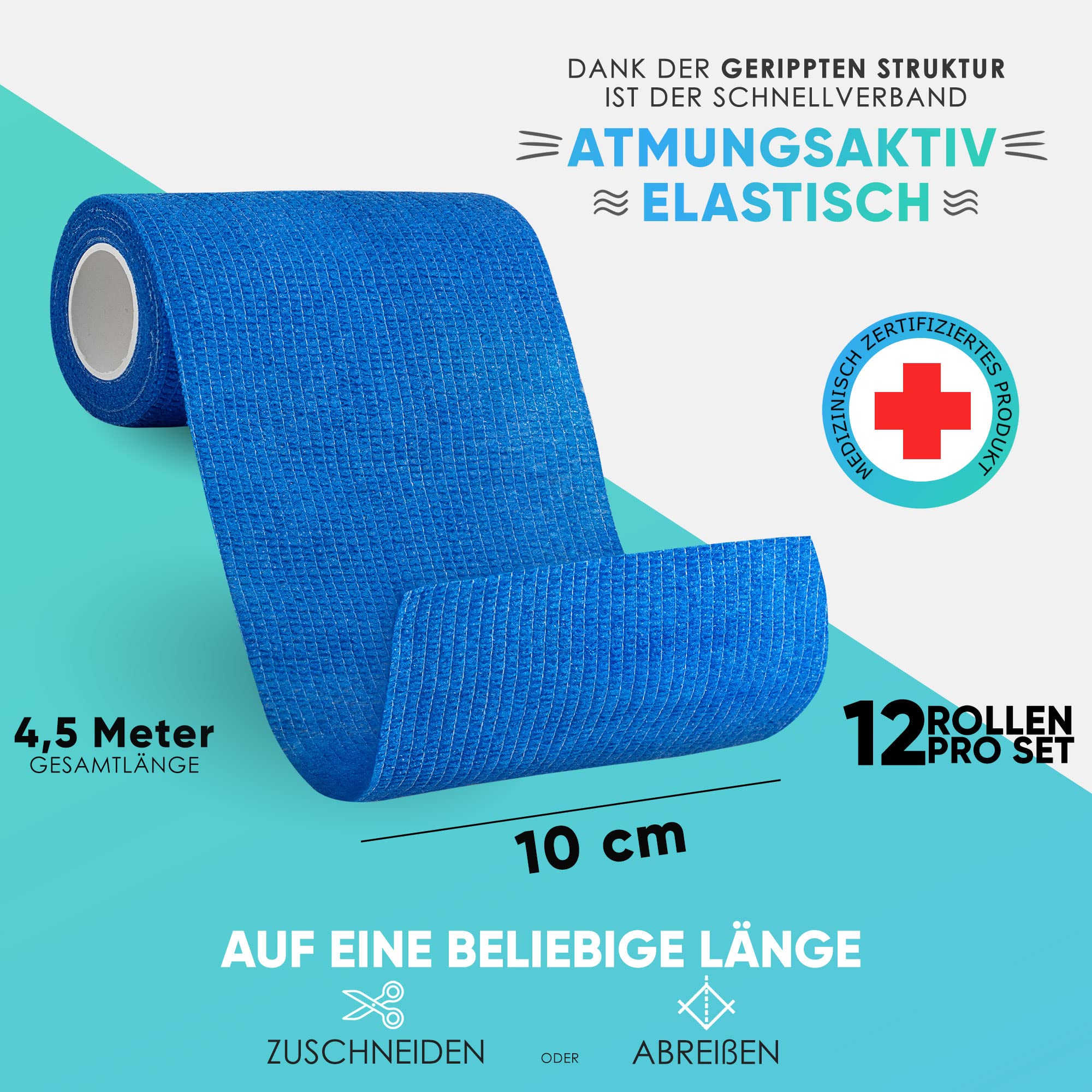 health-press-selbstklebender-verband-blau-10cm-x-4-5m-12-rollen image 2