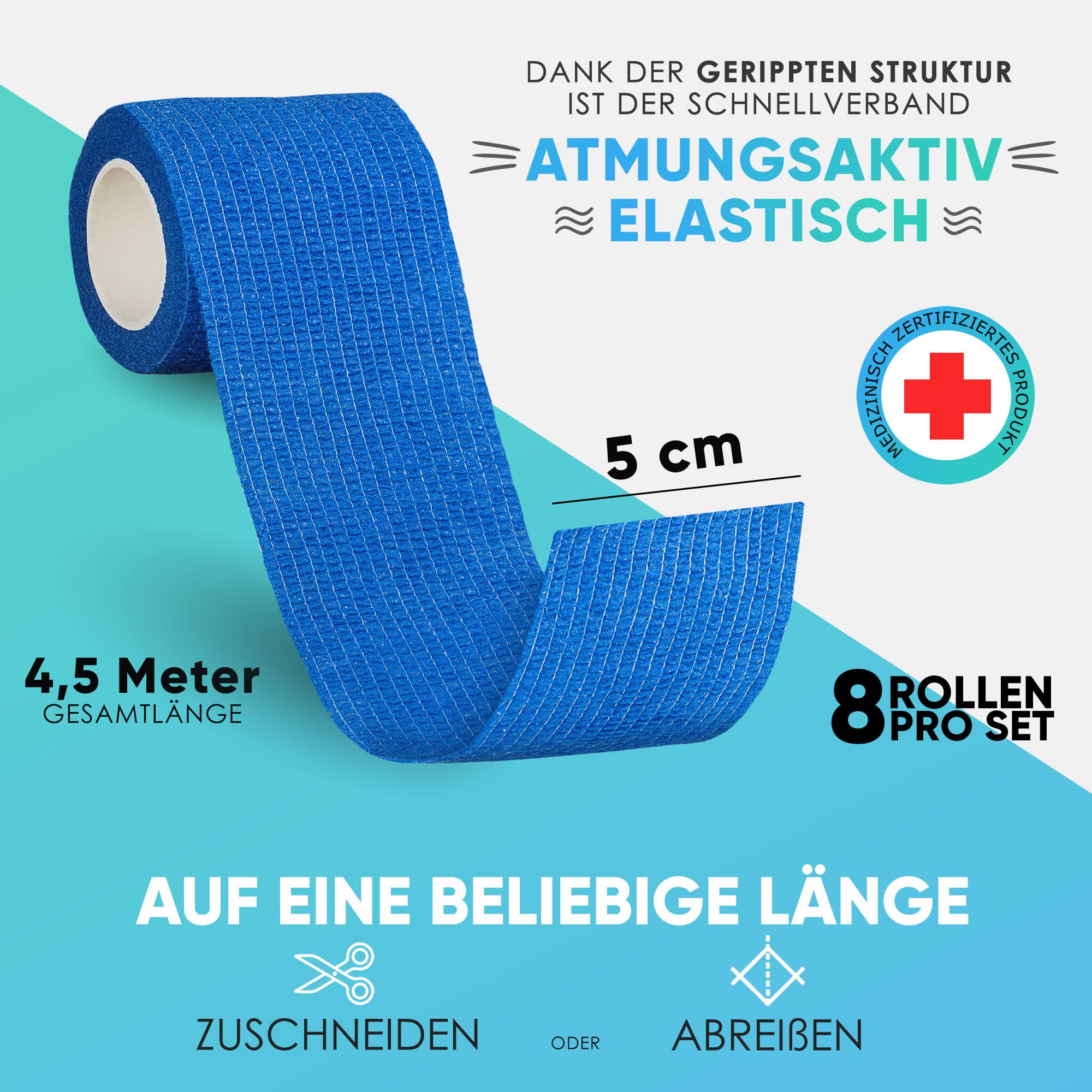 health-press-selbstklebender-verband-blau-5cm-x-4-5m-8-rollen image 2