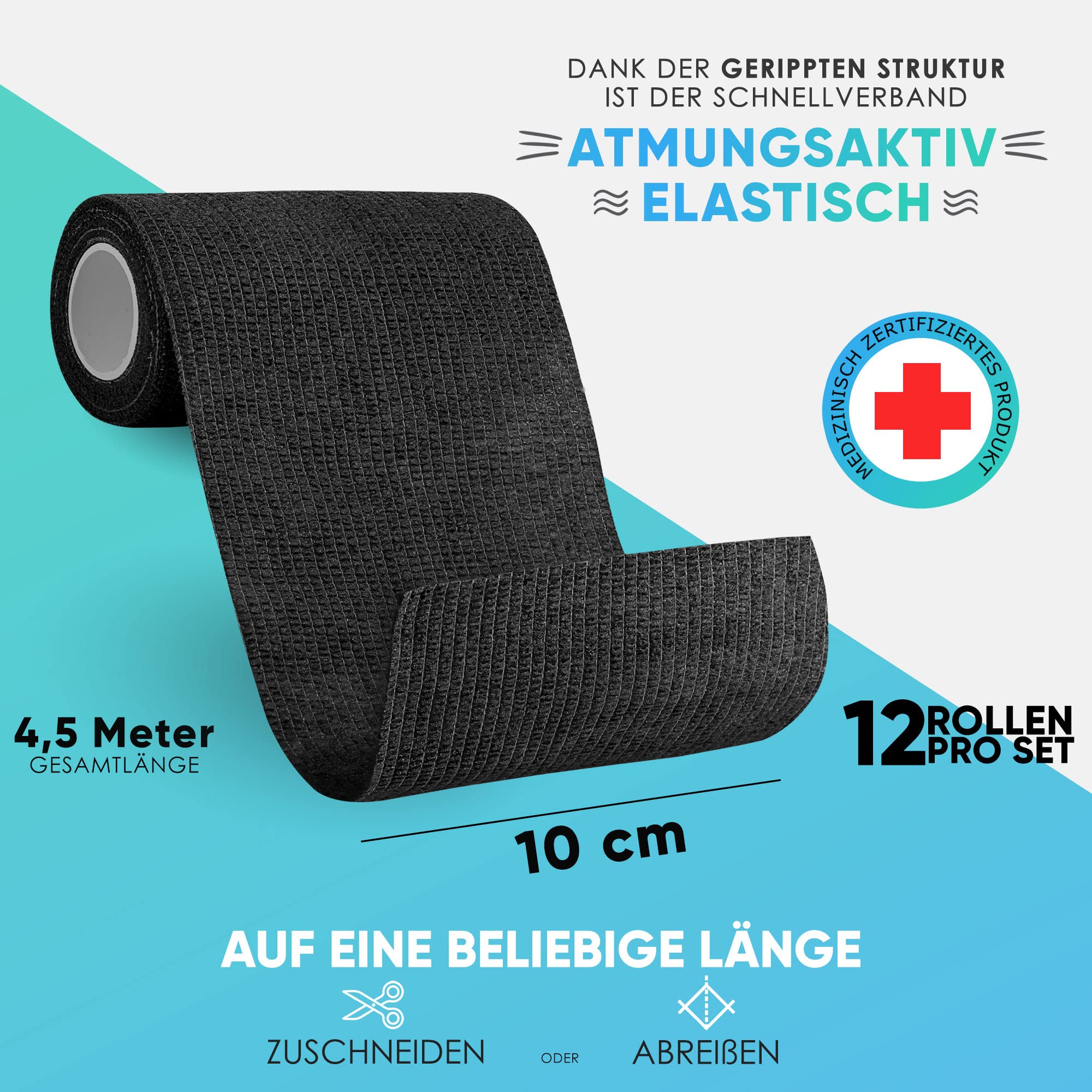 health-press-selbstklebender-verband-10cm-x-4-5m-schwarz-haftbandage-12-rollen image 2