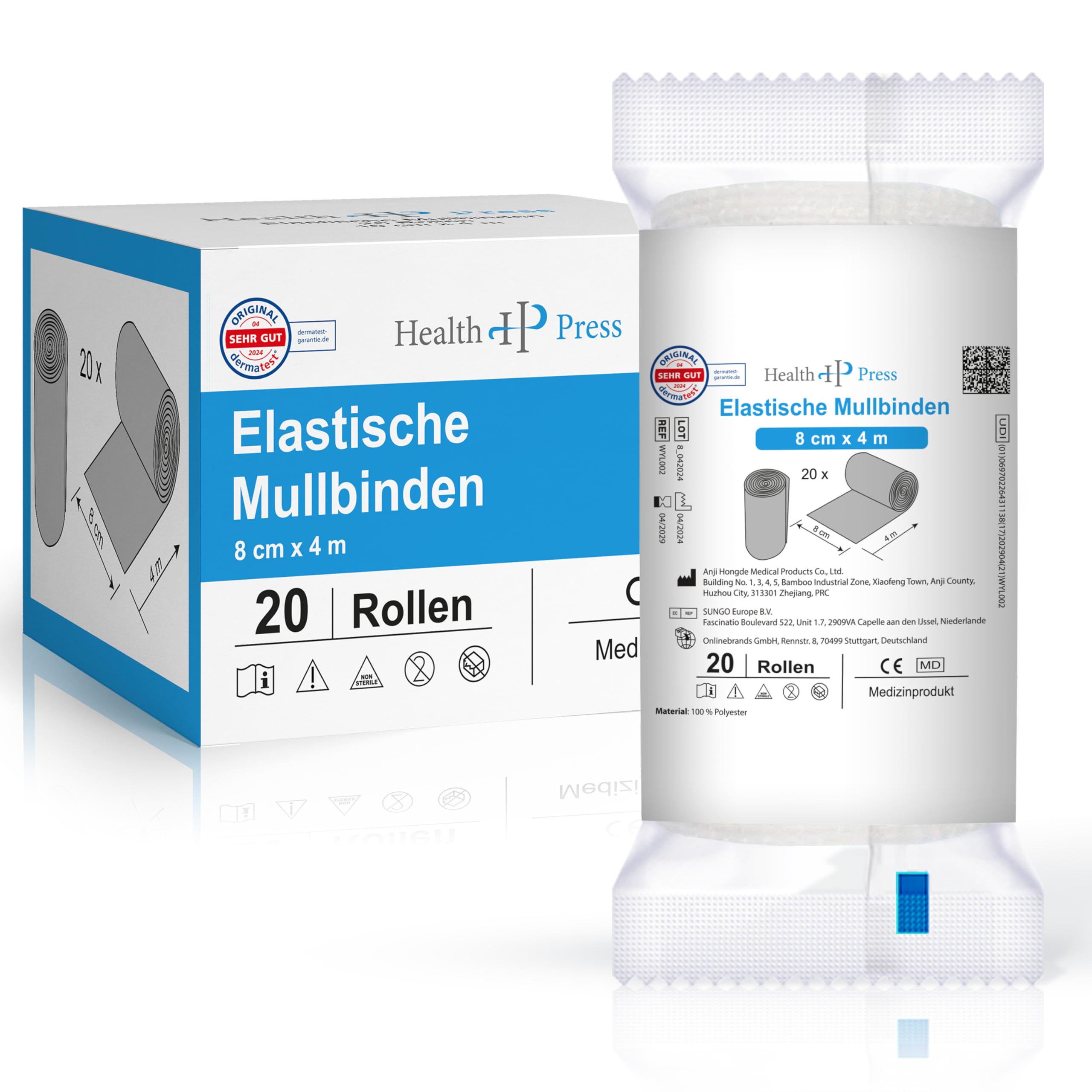 health-press-mullbinden-8cm-x-4m-20-rollen image 1