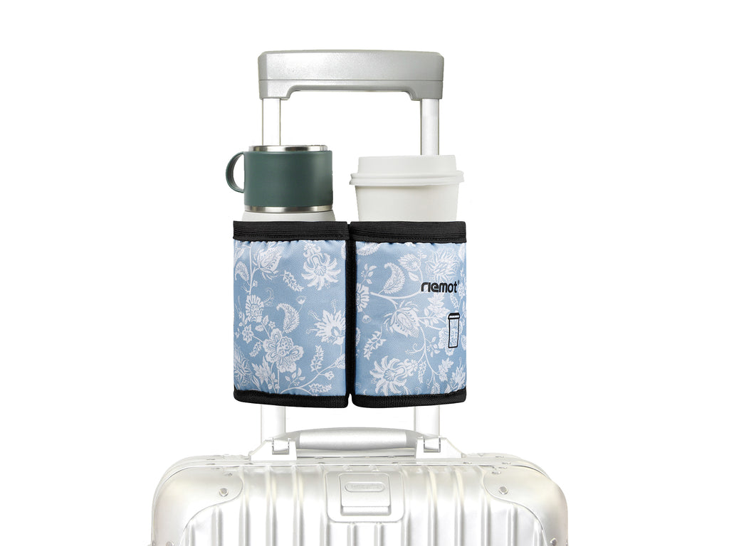 riemot-luggage-travel-cup-holder-koffer-getr-nkehalter-blue-floral image 1