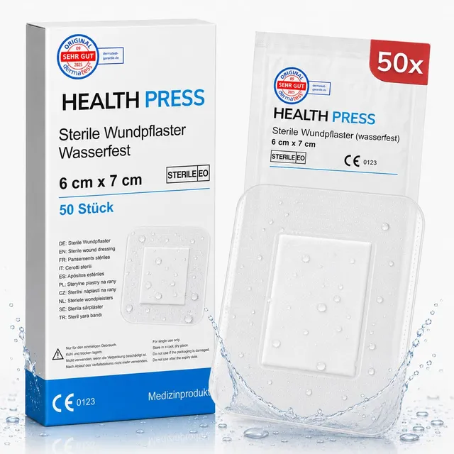health-press-sterile-wundpflaster-wasserfest-6-x-7cm-50-st-ck image 1