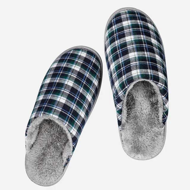 riemot-herren-fell-hausschuhe-blau-warme-pl-sch-pantoffeln image 1