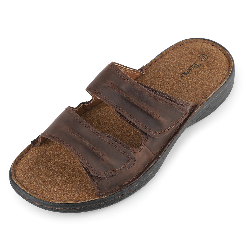riemot-herren-leder-slide-sandalen-verstellbar-memory-foam image 1