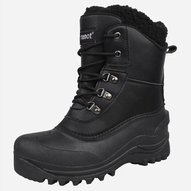 riemot-herren-snowboots-schwarz-wasserdicht-rutschfeste-winterstiefel image 1