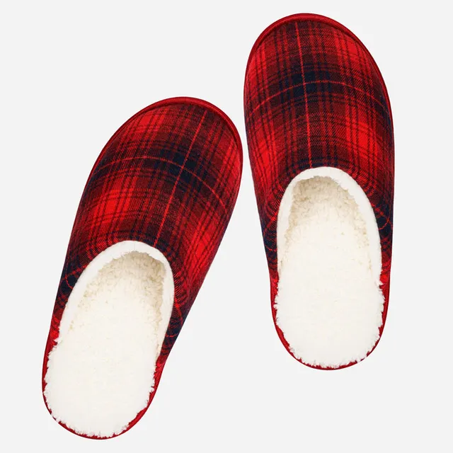 riemot-flauschige-warme-hausschuhe-damen-herren-pl-sch-pantoffeln-schwarz-rot image 1