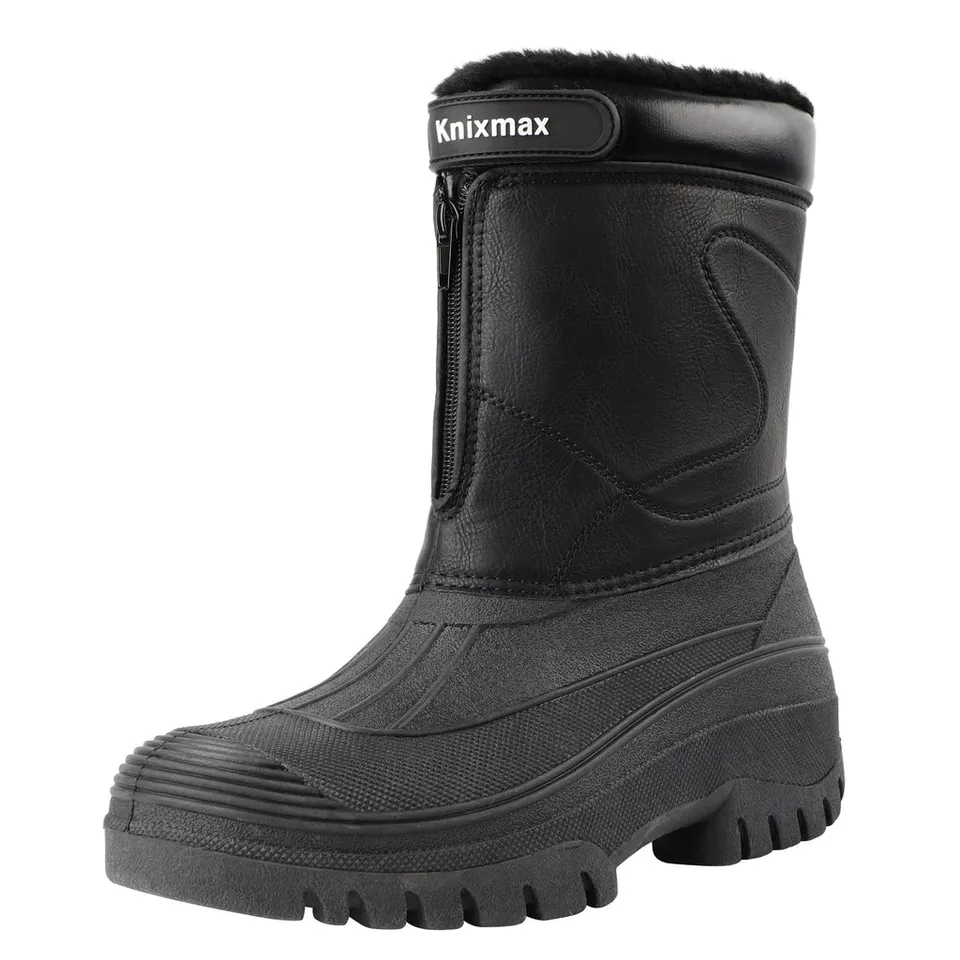 riemot-herren-schneestiefel-schwarz-wasserdicht-mit-fell-und-side-zip image 1