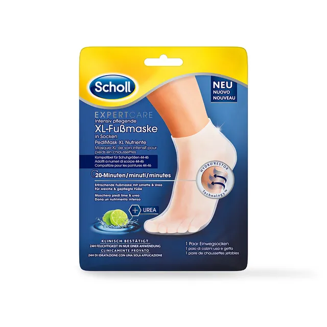 scholl-expert-care-xl-fu-maske-in-socken-limette-urea image 1