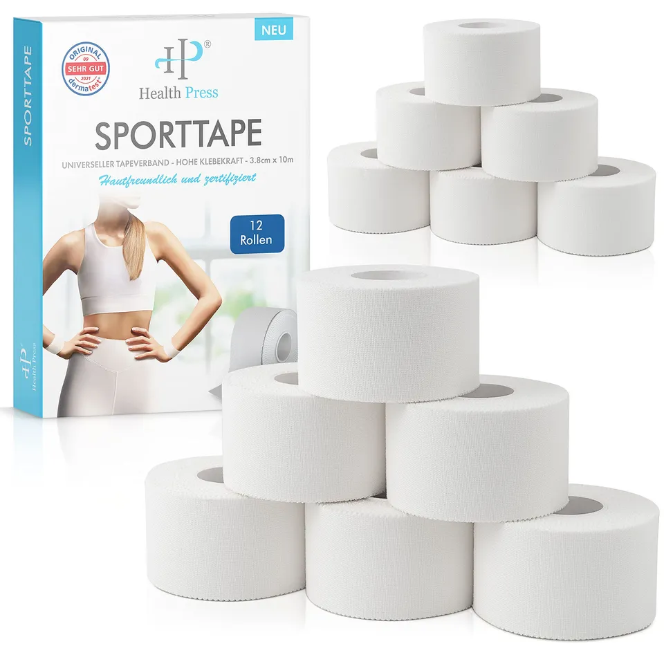 health-press-sporttape-wei-3-8cm-x-10m-12-rollen image 1