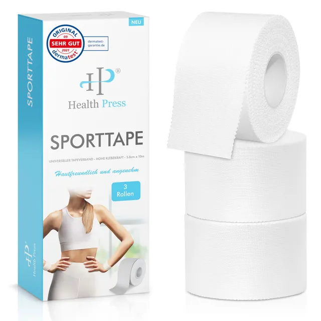 health-press-sporttape-wei-3-8cm-x-10m-unelastisch-3-rollen image 1