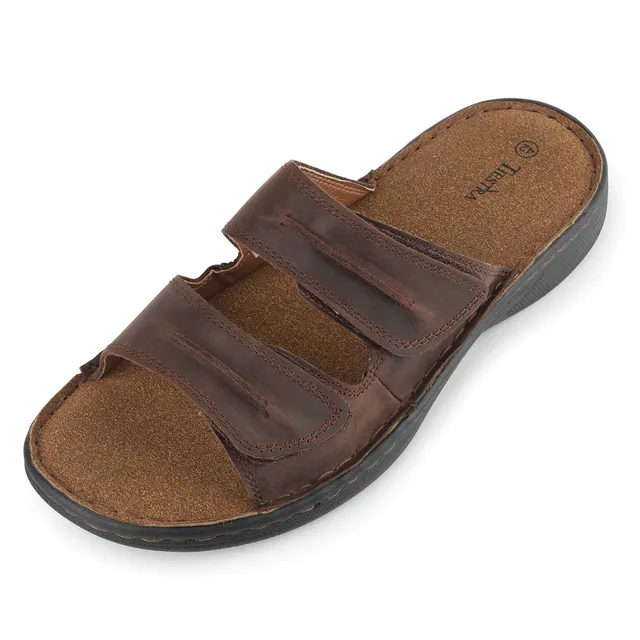 riemot-herren-leder-slide-sandalen-verstellbar-memory-foam image 1